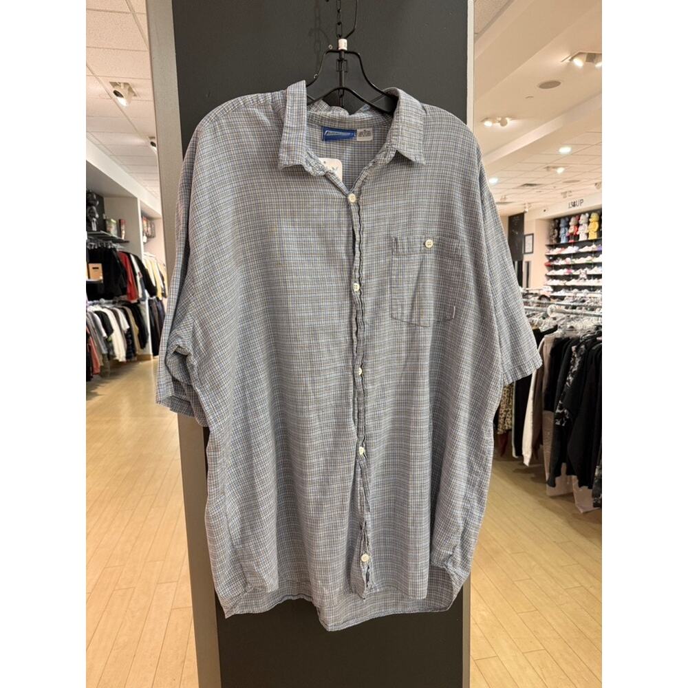 90s Billabong Vintage Baby Blue Micro Plaid Short Sleeve Button Up Surf Shirt